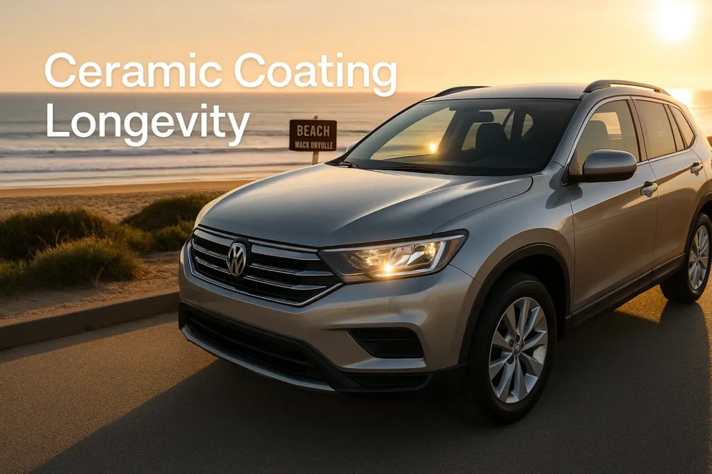Professional applying ceramic coating to a car in Watsonville